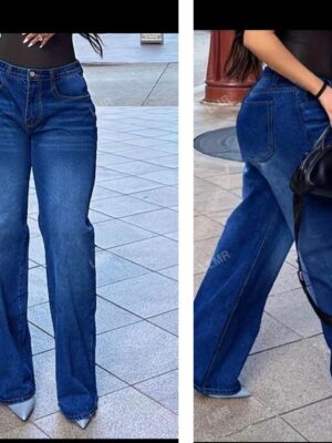 Shein simple straight leg jeans in medium wash denim