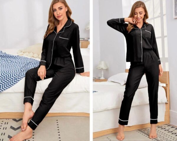 Shein pj long sleeve two piece set in black 14/16