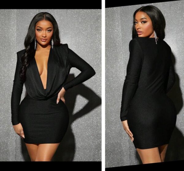 Shein drape Lycra dress in black  12/14