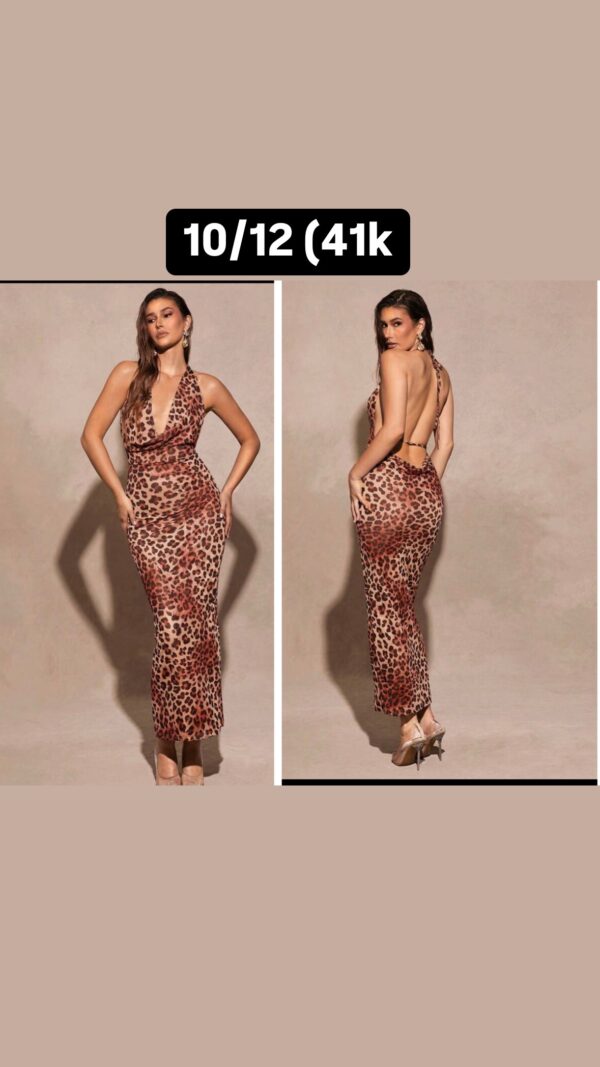 Shein backless  halter leopard sexy dress in brown  10
