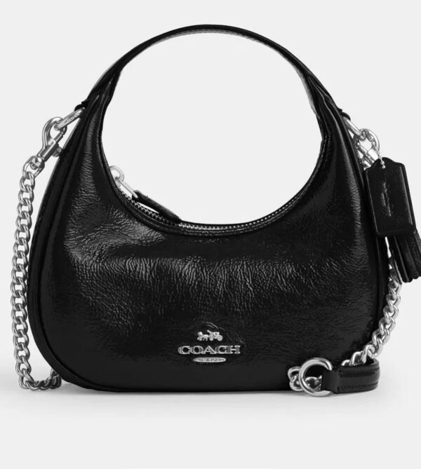 Coach mini Carmen cross body mini bag in black & silver detail
