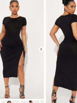 Fashionnova stylish side slit  Dani ruched mini dress in black L
