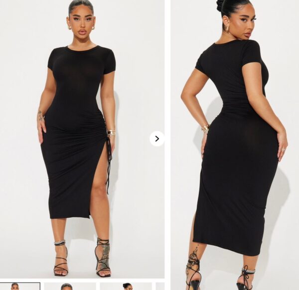 Fashionnova stylish side slit  Dani ruched mini dress in black L