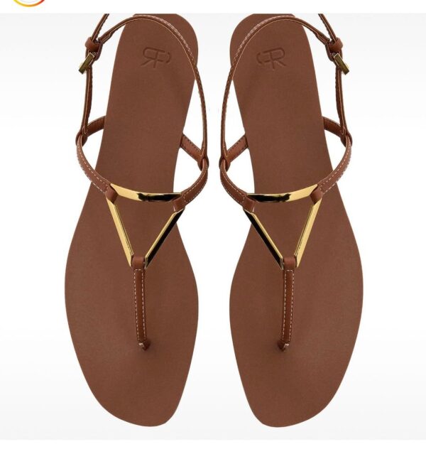 Parfois flat sandals with metallic detail strap in brown