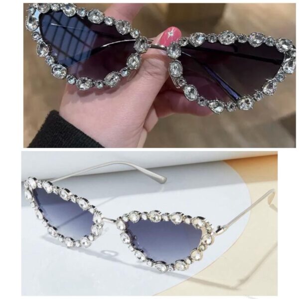 Shein rhinestone cat eye sunglasses in silver