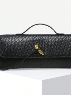 Shein minimalist envelope woven bag in black