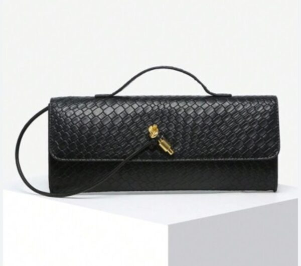 Shein minimalist envelope woven bag in black