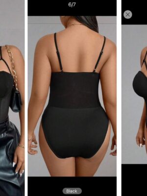 Shein one piece bodysuit cami bralet in black 16