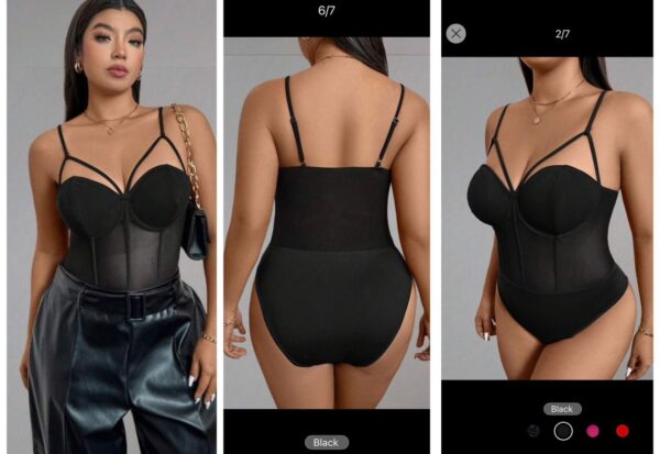 Shein one piece bodysuit cami bralet in black 16
