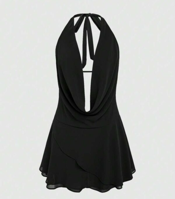 Shein halter girlie backless casual dress in black 12/14
