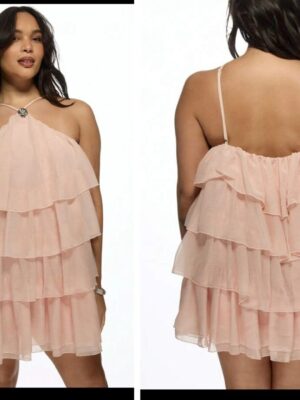 SHEIN halter party dress in nude 16