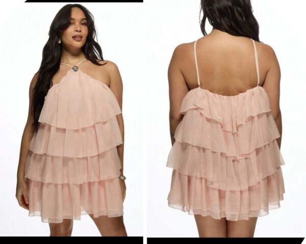 SHEIN halter party dress in nude 16