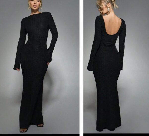 Missguided backless sexy long sleeve maxi dress in black 16