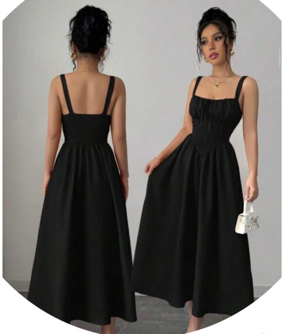Shein cami solid ruched burst baby girl dress in  black12/14