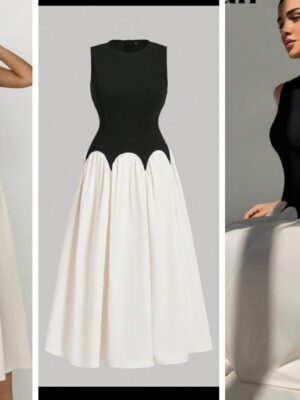 Shein office style  tank black & white  elegant dress