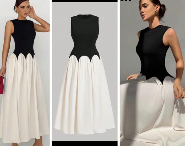 Shein office style  tank black & white  elegant dress