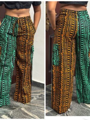 Ankara cargo pant in orange & green 12
