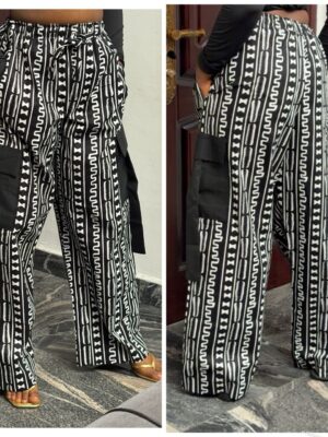 Ankara cargo pant in black & white 12