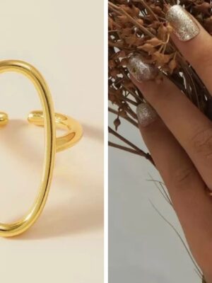 Shein  geometric cuff ring in gold