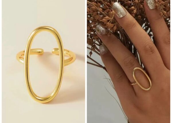 Shein  geometric cuff ring in gold