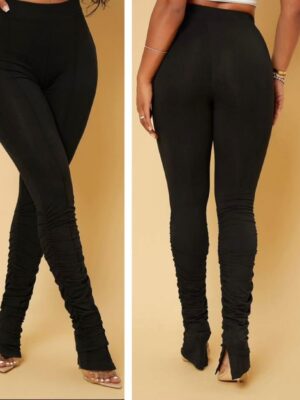 Shein solid high waist leggings in black with side slit 16