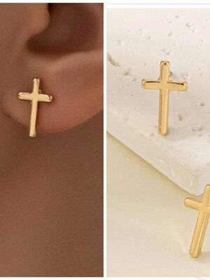 Shein tiny stud cross earrings in gold