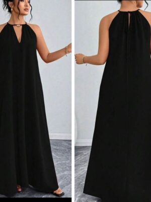 Shein halter neck maxi dress in black 16