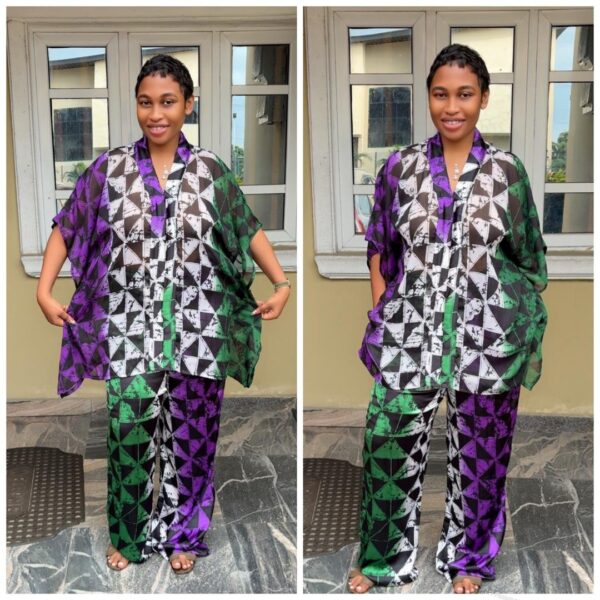 Barbz and co rtw silk & chiffon pant two piece set purple/green mix 12/14/16 - Image 2