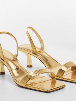 Mango metallic snake sandals in gold