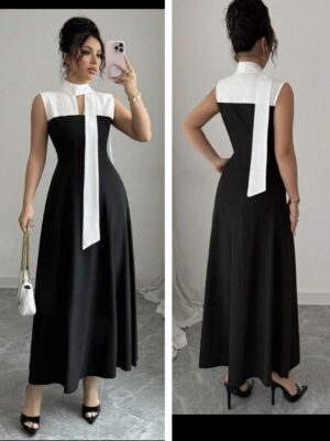 Shein tank office girl white/black elegant midi dress 12/14