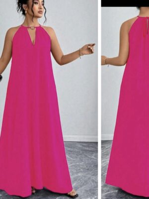 Shein halter neck maxi dress in pink 16
