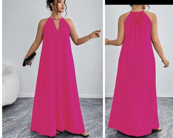 Shein halter neck maxi dress in pink 16