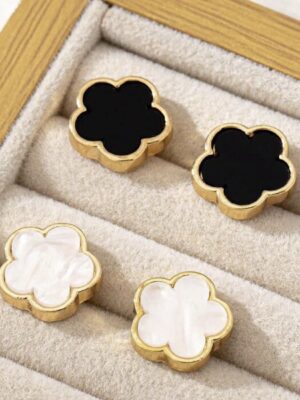 Shein elegant 2pcs earring set in black & white