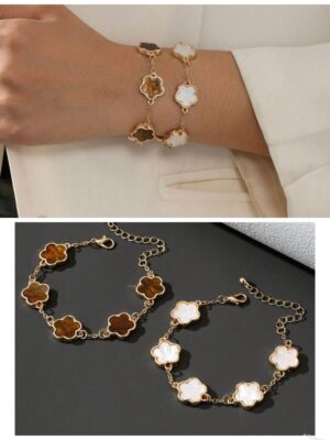 Shein 2pcs bracelet in white & brown