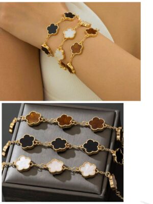 Shein 3pcs bracelet in black white & brown