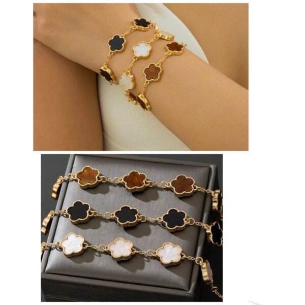 Shein 3pcs bracelet in black white & brown