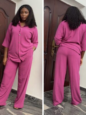 Barbz and co two piece linen pants  set in pink 12/14