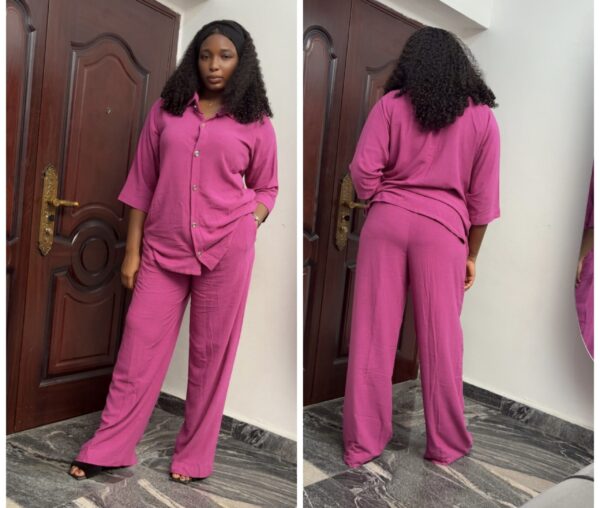 Barbz and co two piece linen pants  set in pink 12/14