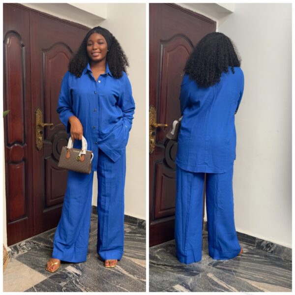 Barbz and co rtw linen two piece pant set in blue  10/12/14