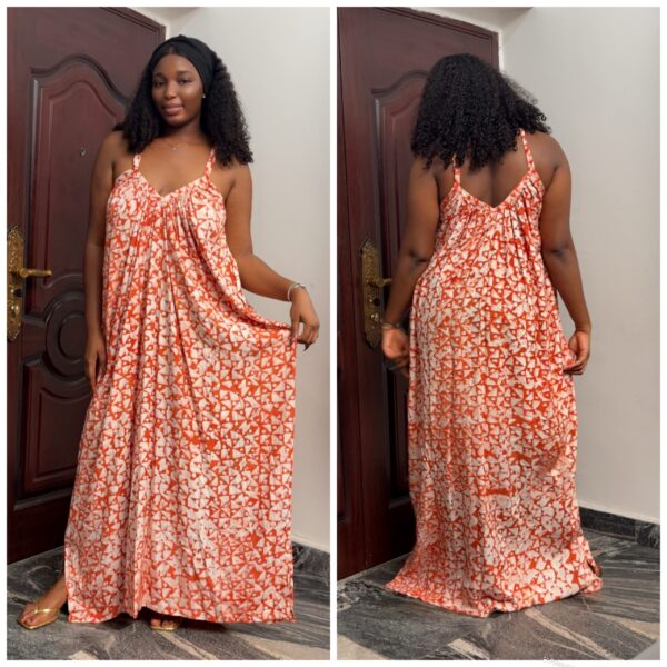 Barbz and co rtw Adire cami dress  in orange mix print 10/12/14/16