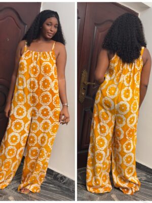 Barbz and co rtw Adire cami romper jumpsuit in yellow mix 10/12/14