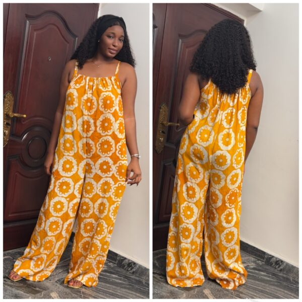 Barbz and co rtw Adire cami romper jumpsuit in yellow mix 10/12/14