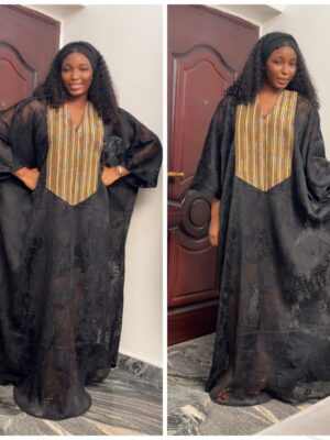 Barbz and co mesh bubu with gold  Asoke  design mix in black M L (rtw)