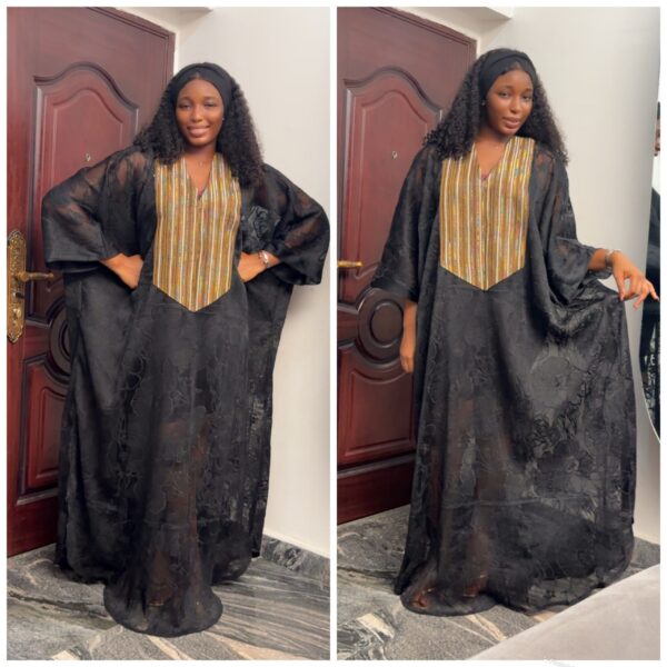 Barbz and co mesh bubu with gold  Asoke  design mix in black M L (rtw)