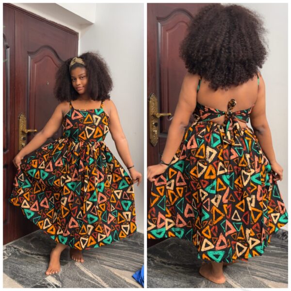 Barbz and co Ankara triangle cami tie back multi color dress dye - Image 2