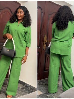 Barbz and co rtw linen two piece set in green 10/12/14