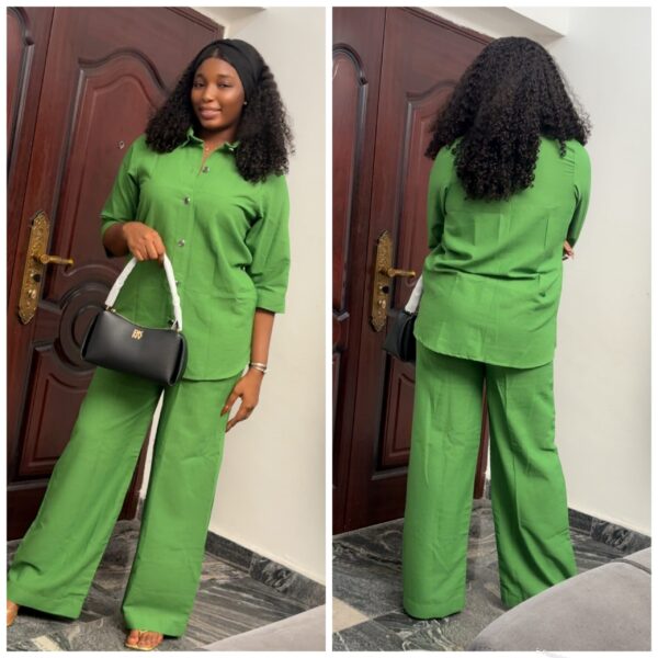 Barbz and co rtw linen two piece set in green 10/12/14