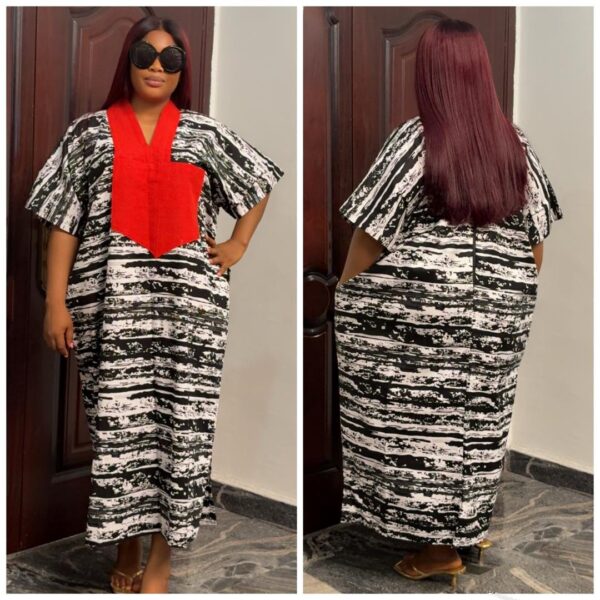 Barbz and co rtw white stripe Ankara with red Asoke in midi & mini bubu