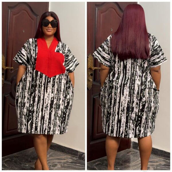Barbz and co rtw white stripe Ankara with red Asoke in midi & mini bubu - Image 2
