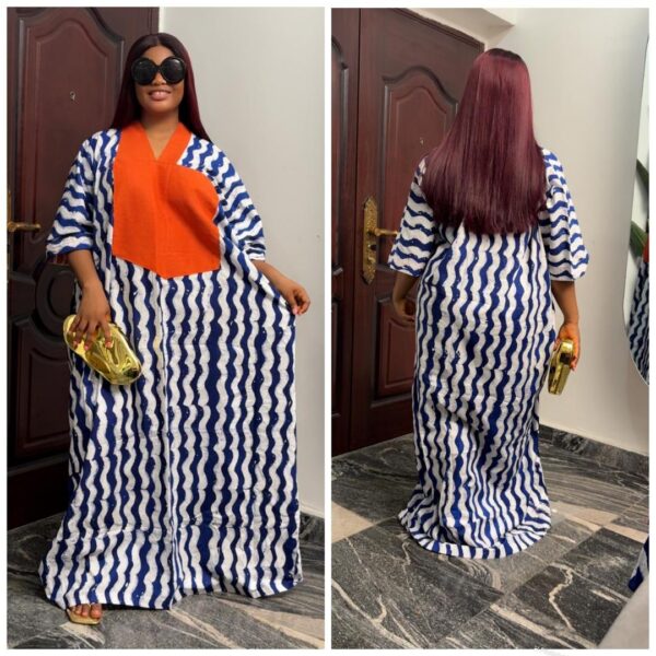 Barbz and co rtw zig zag stripe bubu in blue with orange asoke full length 10/12/14/16/18